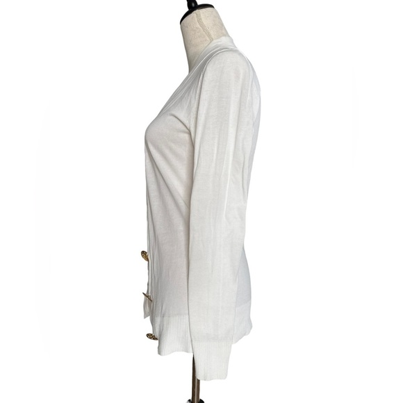 Tory burch white long sleeve v-neck gold bottoms simon cardigan - Picture 5 of 12